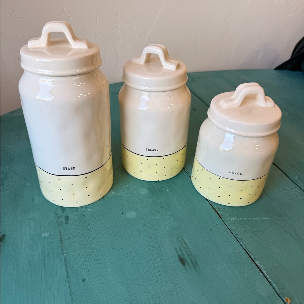 Rae Dunn 3 Set Canister Ceramic Collection